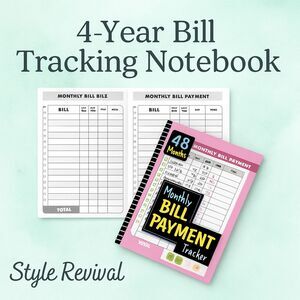 4-Year Bill Tracking Notebook | Monthly Budget Planner | Expense Log Book |